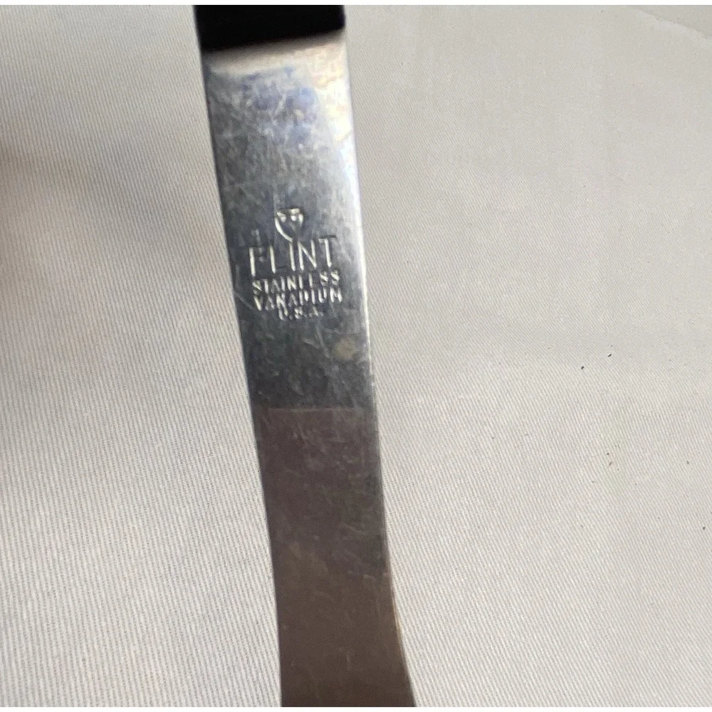 Vintage Flint Stainless Vanadium Carving Fork Black Handle USA‎ Made 11.5 Inch